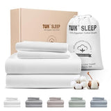 TWK 1200 TC 100% Egyptian Long-Staple Cotton Bedding Sheets Set, Luxury Hotel Style Deep Pocket with Elastic Reinforced Seams Sheet Set, Soft & Comfy Natural Sheets (White, King) TWK
