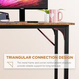 PayLessHere 32 inch Computer Desk,Office Desk with Metal Frame,Modern Simple Style for Home Office Study,Writing for Small Space,Brown PayLessHere