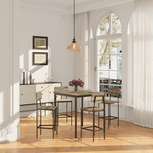 TJYGO Dining Table Set for 4, 5 Piece Kitchen Table with Chairs, Sturdy Industrial Space Saving Dinette Set for Pub, Family Dinners, Apartment, Gray TJYGO