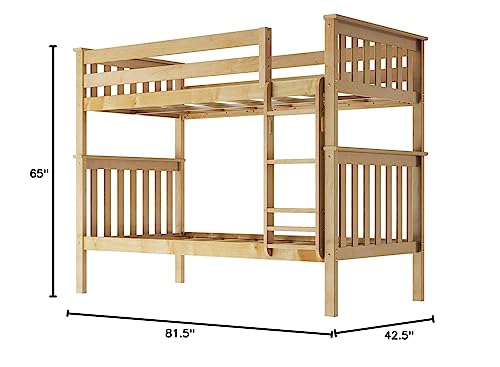 Classic Twin Over Twin Wooden Bunk Bed by Plank+Beam – Space-Saving Design with Ladder and Solid Support - WoodArtSupply