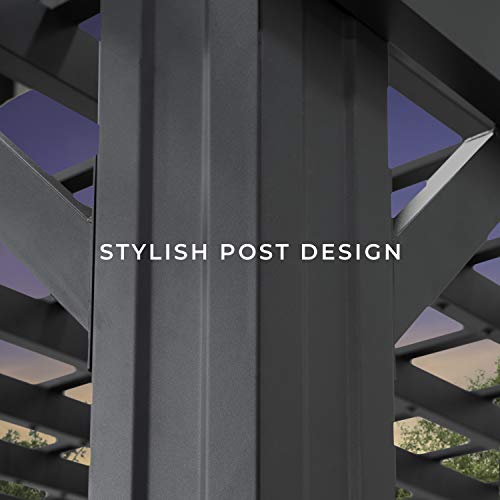 Backyard Discovery Stratford 16' x 12' Traditional Galvanized Steel Pergola Kit with Shade Sail Canopy, Powder-Coated Finish, All-Season Durability, High-Wind Rating for Outdoor Patio, Deck, Garden Backyard Discovery