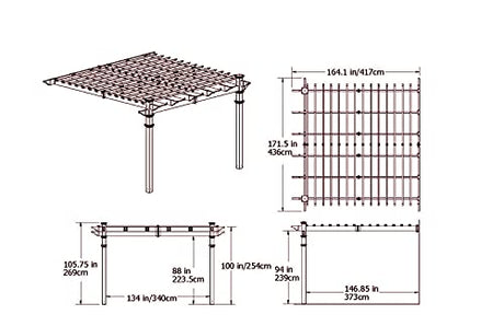 New England Arbors Freemont 12' x 12' Attached Vinyl Pergola Vita