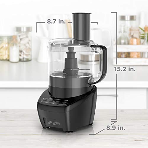 BLACK+DECKER Food Processor and Vegetable Chopper, Stainless Steel Blade, 8-Cup Capacity, 450W Power with Attachments to Shred, Slice, Mince, Grind, and Puree BLACK+DECKER
