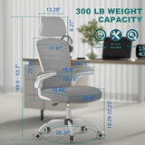 Mimoglad Office Chair, High Back Ergonomic Desk Chair with Adjustable Lumbar Support and Headrest, with flip-up Armrests for Guitar Playing, 5 Years Warranty (Moon Grey) Mimoglad