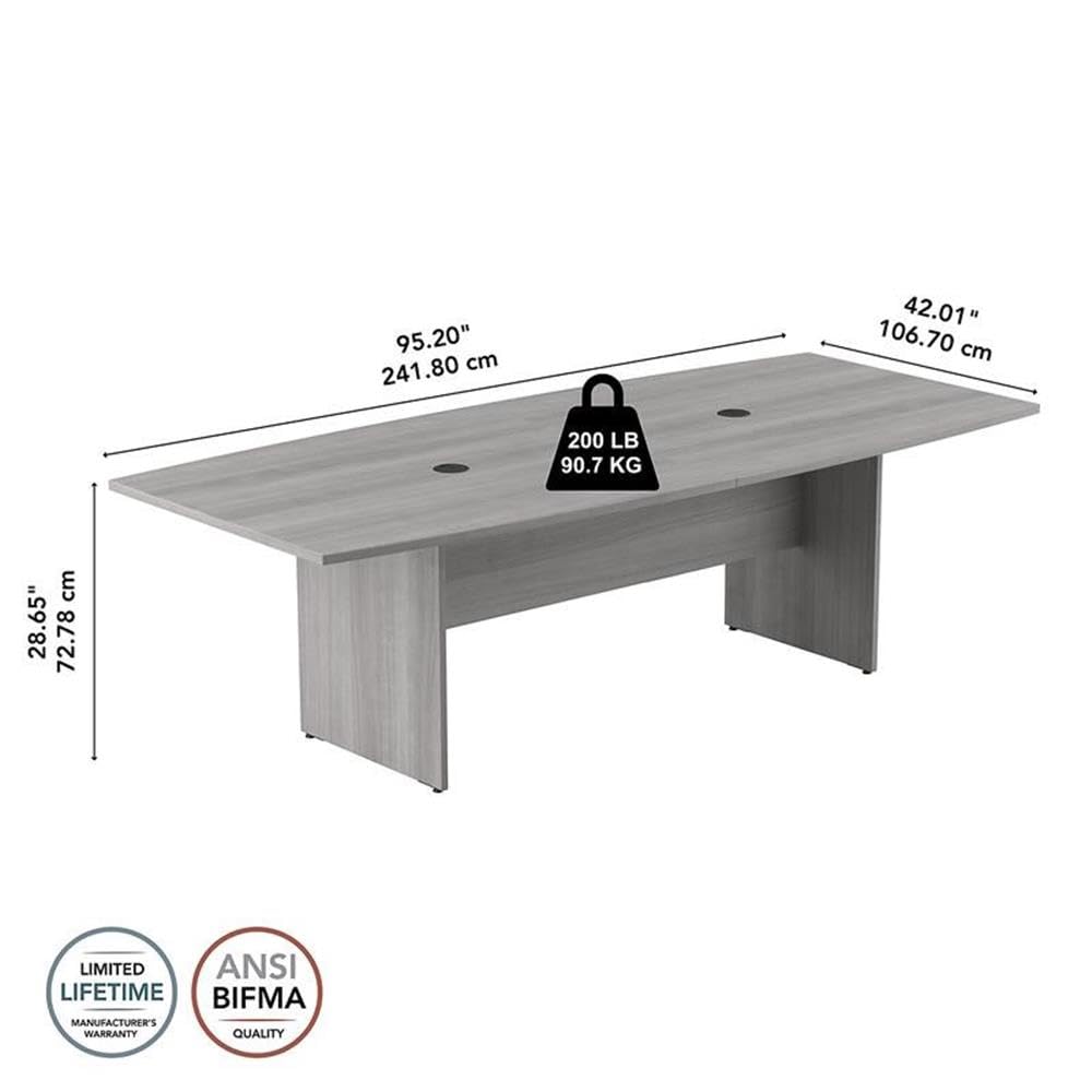 Bush Furniture UrbanPro Conference Table with Wood Base in Platinum Gray - Engineered Wood