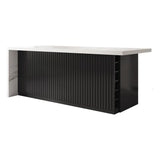 homary 72" Modern Kitchen Island with Storage & Seating White & Black Island Table for Kitchen with Drawers & Cabinet homary