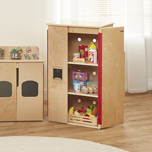 ECR4Kids Play Kitchen Refrigerator, Wooden Playset, Natural - WoodArtSupply