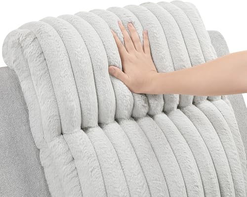 Lexicon Modern Double Recliner Loveseat with Center Console, Manual Wall Hugger Textured Microfiber Love Sac Couch, Plush Corduroy Channel Seat Back, Manual Recliner Loveseat, Light Gray Lexicon