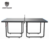 MOOTHLION Mid Size Indoor Table Tennis Table with Quick Clamp Ping Pong Net and Post, Foldable Indoor Pingpong Table Black and Blue MOOTHLION