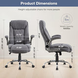 Big and Tall Fabric Office Chair 400lbs High Back Executive Computer Desk Chair with Flip Up Armrest, Breathable Fabric Adjustable Height Ergonomic Home Office Heavy Duty KWKSV