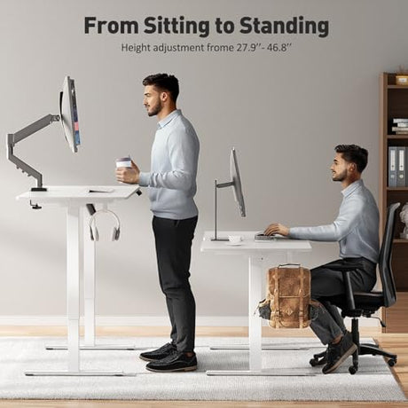 VVENACE 55 x 24 Inch Electric Standing Desk Adjustable Height, Sit Stand Desk, Stand up Desk for Home Office, Computer Workstation (Spliced Desktop,White) VVENACE
