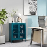 Chshin Blue Metal Cabinet,Metal Storage Cabinet,Metal Locker Storage Cabinet with 2 Mesh Doors and Adjustable Shelves,Metal Sideboard,Mesh Storage Cabinet for Home,Office,Kitchen.(40" H) Chshin