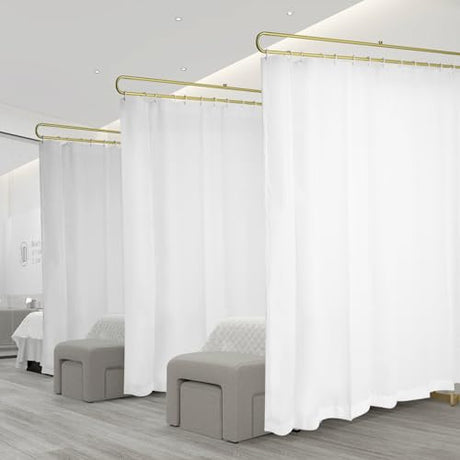 Gtouse Privacy Curtains for Room Divider, Metal Support Wall Mounted Privacy Curtain, U-Shape Portable Room Divider Curtains for Fitting Room Beauty Salon Bedroom and Hospital,1 Panel, 7.54ft (White) Gtouse