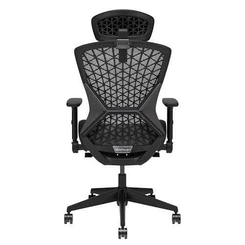 RESPAWN SPIRE Ergonomic Mesh Office Gaming Chair - High Back Home PC Computer Desk Reclining Gaming Chair, Adjustable Armrests, Adjustable Headrest, Knitted Mesh Back, Cooling Gel Seat - Stealth Black RESPAWN