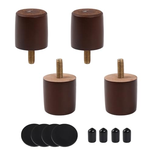 Yibuy 4PCS 1.49 Inch High Brown Furniture Leg Foot Lifter Replacement Chair Sofa Bed Table Leg M8 Screw Yibuy