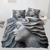 YFIOYI Sculpture Duvet Cover Sets, Minimalist Bedding Set, Tranquil Ultra Soft Microfiber 3 Piece Bedding Set, with Zipper（King Single） YFIOYI