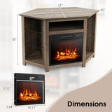 GOFLAME Corner Fireplace TV Stand with LED Lights for TVs up to 50”, Modern Entertainment Center with Electric Fireplace, Remote & Smart APP Control, TV Console with Adjustable Glass Shelves, Gray GOFLAME