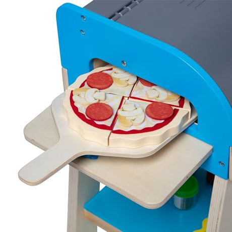 Melissa & Doug Wooden Deluxe Barbecue Grill, Smoker and Pizza Oven Play Food Toy for Pretend Play Cooking for Kids - FSC Certified Melissa & Doug