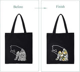 Smart-Feather Cat Embroidery Kit for Beginners Adults, Hand Embroidery Tote Bag Kit with Hoop and Patterns