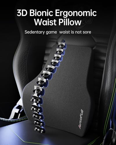 AutoFull Gaming Chair, Racing Style Gaming Chair with Ergonomic Lumbar Support,Adjustable High Back PU Leather PC Chair with Footrest,Black AutoFull