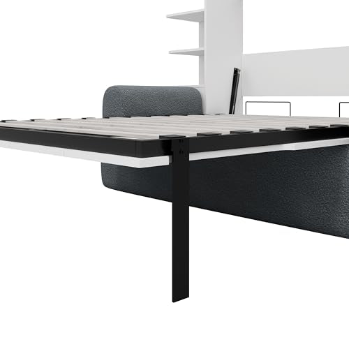 Quarte Queen Size Wall Murphy Bed with Sofa and Storage, Space-Saving Folding Bed for Home Office & Guest Room, Easy Assembly (A-Gray) Quarte