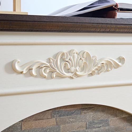 44Inch Electric Fireplace with Mantel, White Fireplace Heater with LED Flame, Corner Firebox with 23" Red Brick Firep lace Insert for Bedroom,Living Room BOSHIRO