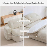 Kuahisoofa 78" Memory Foam Convertible Sofa Bed with Built-in Quilt, Foldable Floor Couch Sleeper for Guests Room & Living Room, Boneless Futon Cloud Sofa for Small Spaces, White Kushisoofa