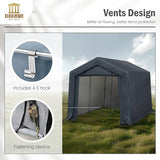 HERA'S PALACE 8x12ft Heavy Duty Carport Motorcycle Storage Shed Small Outdoor Anti-Snow Portable Canopy Shelter with 2 Doors Garage Tent for Garden Tools Bike HERA'S PALACE