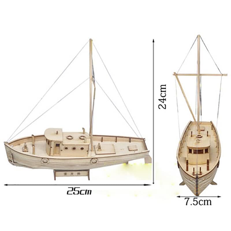 Yulakes 1/30 Assembly Wooden Sailboat DIY Wooden Kit Puzzle Toy Sailing Model Ship Gift for Children and Adult Yulakes