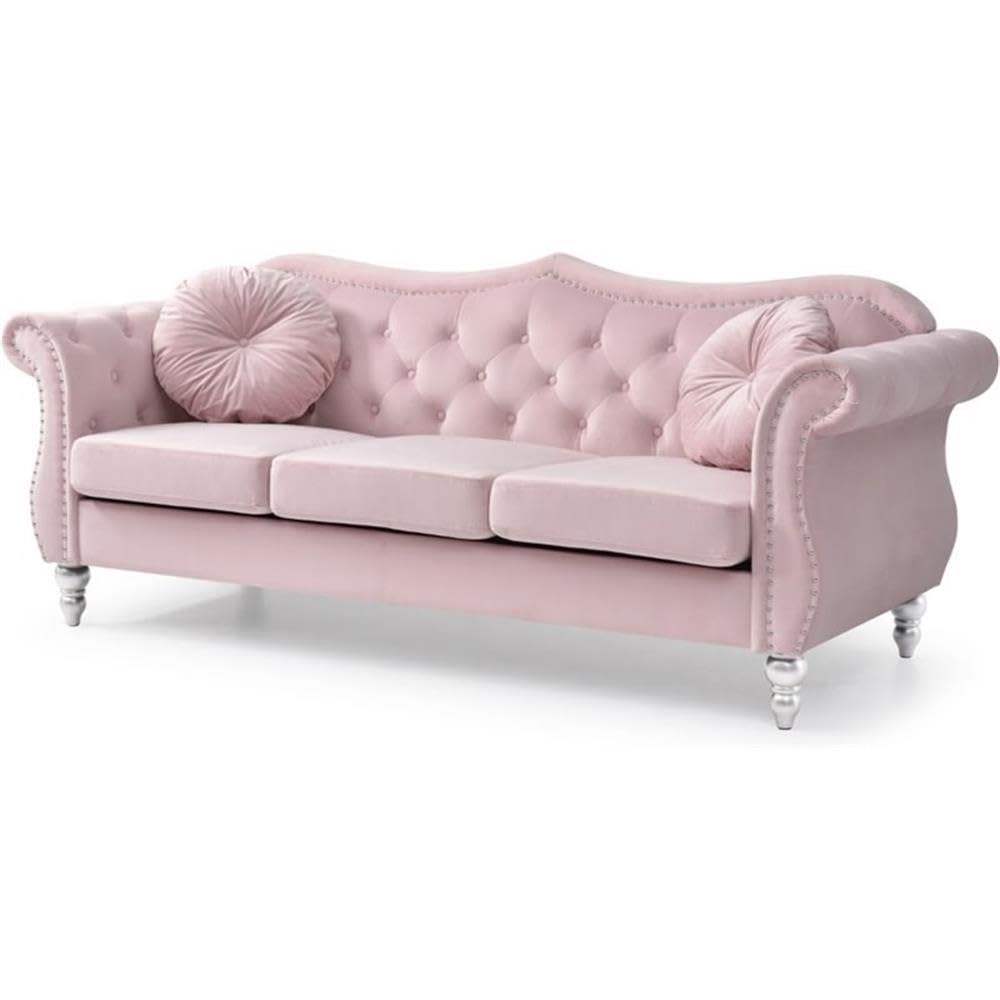 Home Square 2-Piece Furniture Set with Sofa and Chair in Pink Home Square