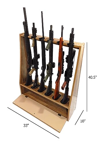 Old Cedar Outfitters Distressed Wood 6 Capacity Rifle and Gun Floor Rack with Compartment Old Cedar Outfitters