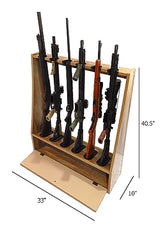 Old Cedar Outfitters Distressed Wood 6 Capacity Rifle and Gun Floor Rack with Compartment Old Cedar Outfitters