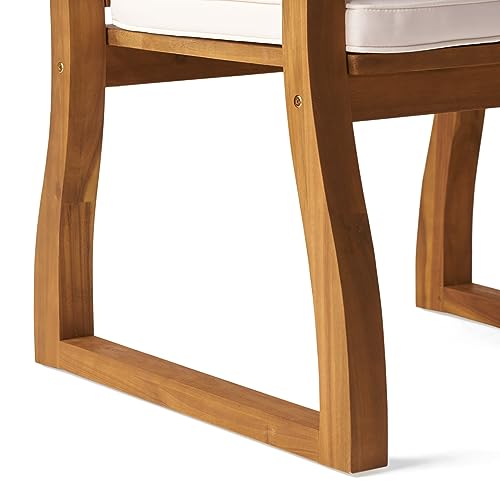 Christopher Knight Home Della Acacia Wood Outdor Dining Chairs, 2-Pcs Set, Teak Finish With Rustic Metal - WoodArtSupply