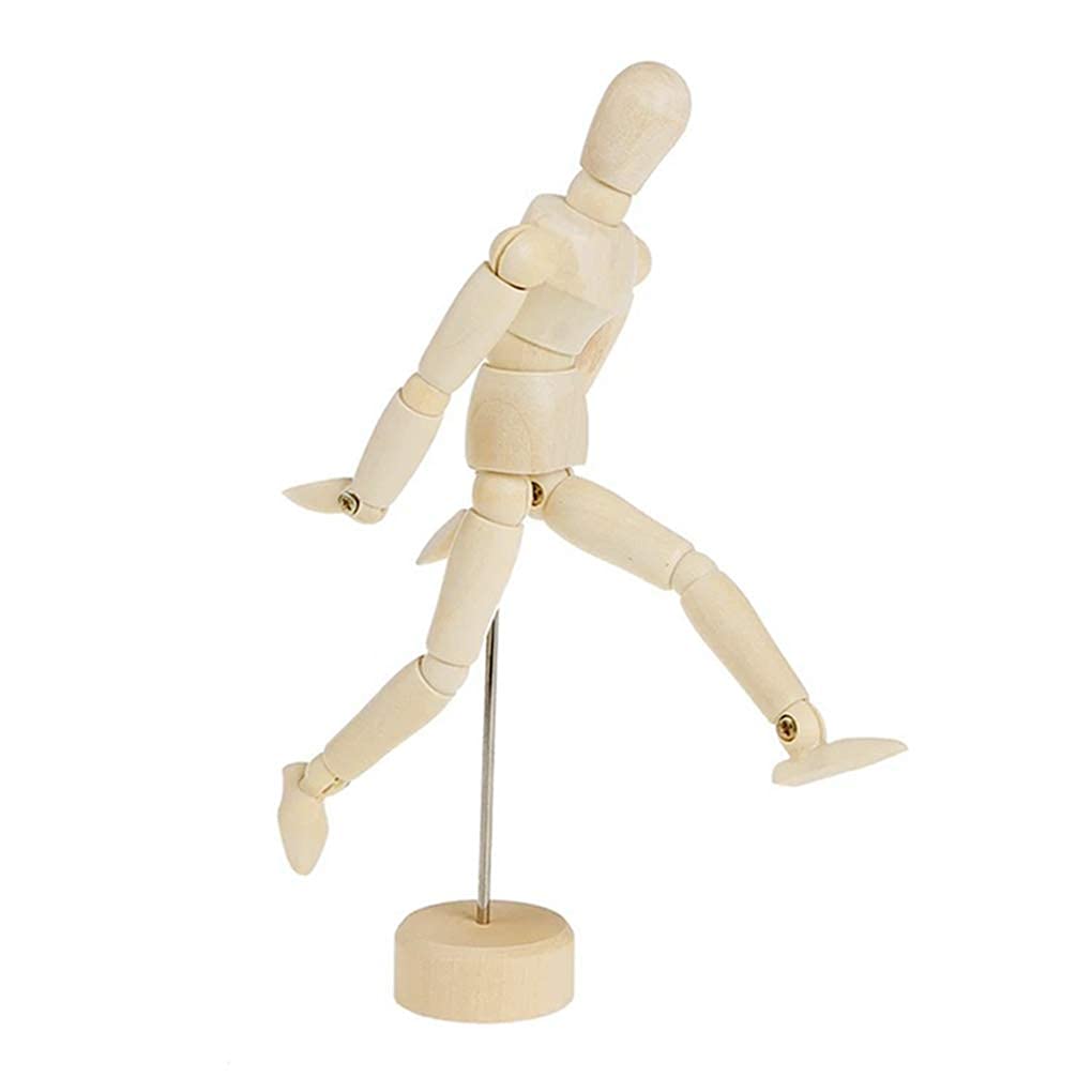 8 Inch Artists Wooden Manikin Flexible Body Joints Human Figure Puppet Model Wood Male Mannequin Doll Ornament Stand for Home Office Desk Decoration Sketching Drawing Painting Supplies Gift Holiberty