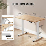 Veken 47.2 Inch Electric Standing Desk, Height Adjustable Sit Stand Up, Wood Desktop, Work Home Office Computer PC Desks, Gaming Writing Study Bedroom Rising Table, Nature Veken