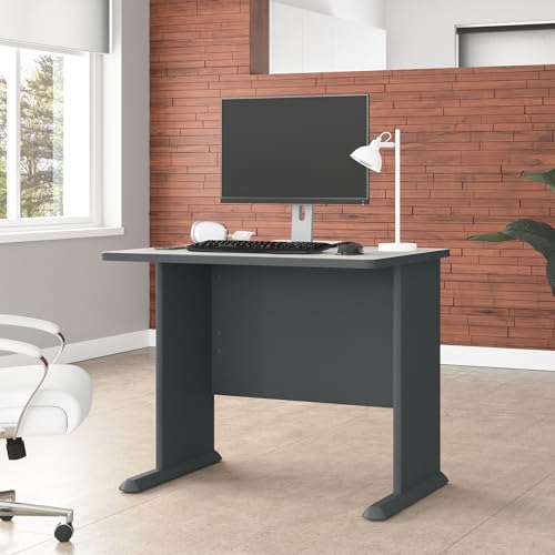 Bush Business Furniture Series A 36W Small Desk in White Spectrum and Slate, Compact Computer Table for Home or Professional Office - WoodArtSupply