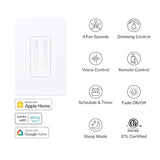 Kasa Smart Ceiling Fan Control & Dimmer Switch | Adjustable 4-Speed Fan & Brightness Control | Works w/Apple HomeKit, Alexa & Google Home | 2.4G Wi-Fi Only, Single Pole, Neutral Wire Required | KS240 Kasa Smart