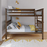 Max & Lily Bunk Bed Twin over Twin, Solid Wood Bunk Bed Frame with Ladder for Kids, 14" Safety Guardrails, Easy Assembly, No Box Spring Needed, Walnut Max & Lily