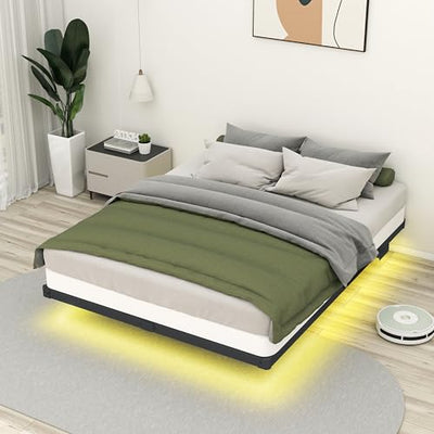 HusDream Floating Bed Frame Queen with Smart LED Lights and Charging Station (10 Inch, Queen)