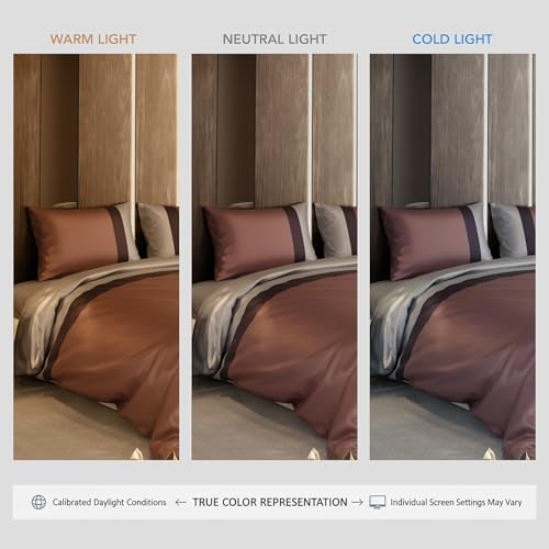 Stoa Paris Luxury Satin Queen Duvet Cover Set 3PCs, 300TC Silk-Like Bedding for Hot Sleepers, Skin & Hair Safe, Hidden Zipper + 2 Pillow Shams 20x30”, No Comforter Included, Vogue - Caramel, Wine Stoa Paris