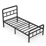Richwanone 14 inch Twin XL Bed Frame with Headboard and Footboard, Heavy Duty Metal Platform with Steel Slat Support, No Box Spring Needed, Easy Assembly, Black Richwanone