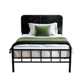 Easllre 14Inch Metal Bed Frame,Twin Size Bed Frame with Upholstered Headboard,Heavy Duty Sturdy Mattress Foundation,Easy Assembly,No Box Spring Needed,Black-Twin Easllre