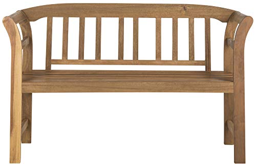 Safavieh PAT6742A Outdoor Collection Porterville 2 Seat Bench, Natural - WoodArtSupply