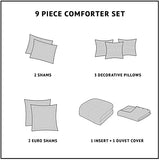 Madison Park Signature Glam Cozy Comforter Set - All Season Bedding Combo Filled Insert and Removable Duvet Cover, Shams, Decorative Pillows, Metallic White King(110"x96") 10 Piece Madison Park