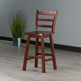 Winsome Scalera Ladder Back Swivel Counter Stool, 24 in, Walnut Finish, Solid Wood Winsome