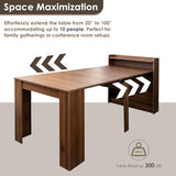 DMAITH 20"-99" Extendable Dining Table with Storage for 2-10 People, Modern Modular Extension Table, Space-Saving Extra Long Folding Dining Table, Multifunctional Conference Meeting Table, Walnut DMAITH