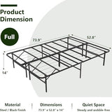 MAKE CHANGES Foldable Full Size Bed Frame，Metal Platform with 14" Underbed Storage, Heavy Duty，Noise Free,Easy Foldable Assembly, No Box Spring Needed,Black MAKE CHANGES