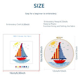 Zhenqing Sailboat Cross Stitch Kit for Beginners with Hoop, 14CT Striped Boat Design, 16x16cm Nautical Embroidery Set (70823)