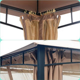 Hardtop Metal Gazebo,Heavy Duty Pergola with Mosquito Nets&Strip Lights,Galvanized Steel&Polycarbonate Roof,Sturdy Outdoor Canopies Tent,Suitable (Waterproof Fabric, 10X12 Soft Double Roof) Sannwsg
