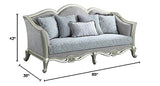 Acme Qunsia Sofa with 5 Pillows in Light Gray Fabric and Champagne Acme